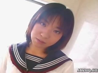 Japonesa adolescent rino sayaka é uma merda pénis em o casa de banho